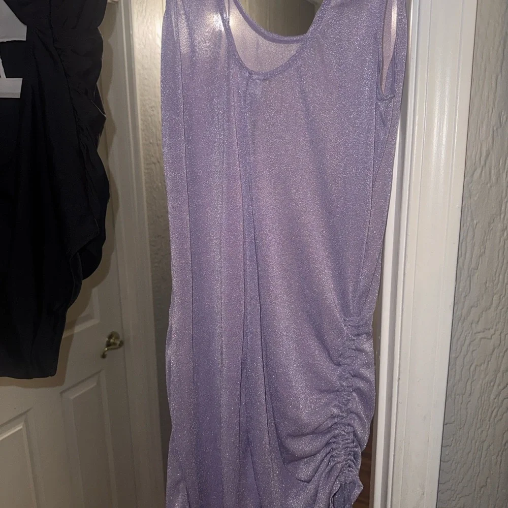 NWT Black 1 piece XL Swimsuit with large Purple shimmery Cover-Up with stretch.